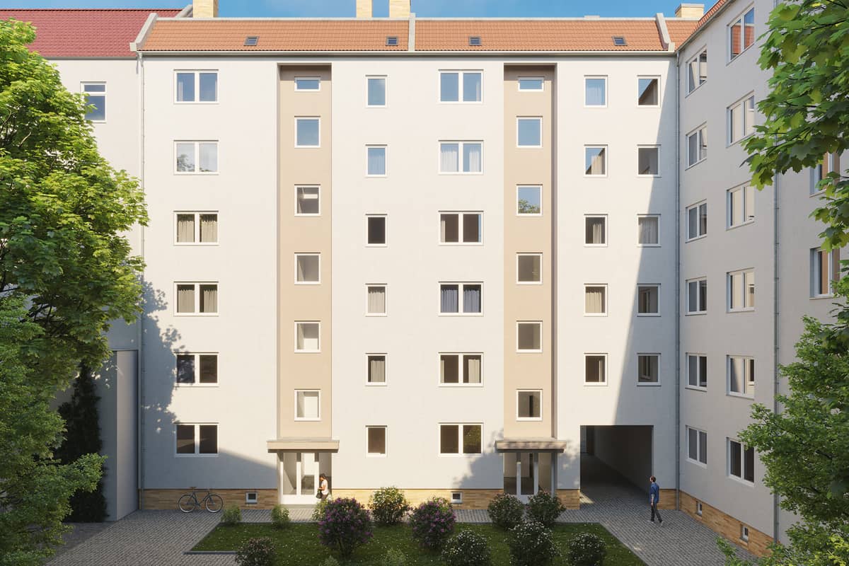 Rendering Hausansicht Hof