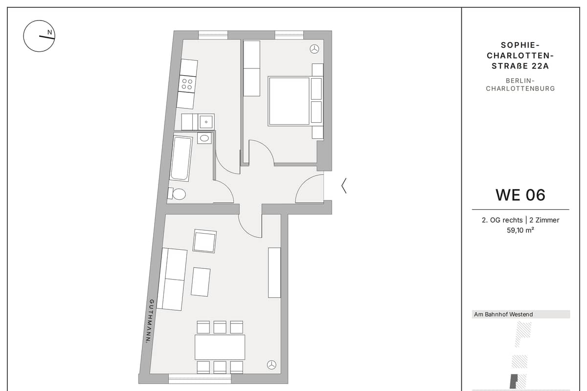 A spacious feel in 59 m². Ready to move into in Charlottenburg for €258,000.