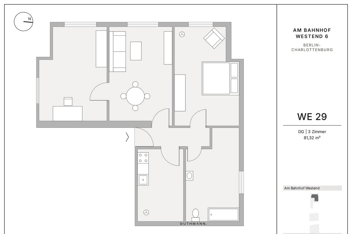 At home under the roof in Charlottenburg. Three rooms for €346,000.