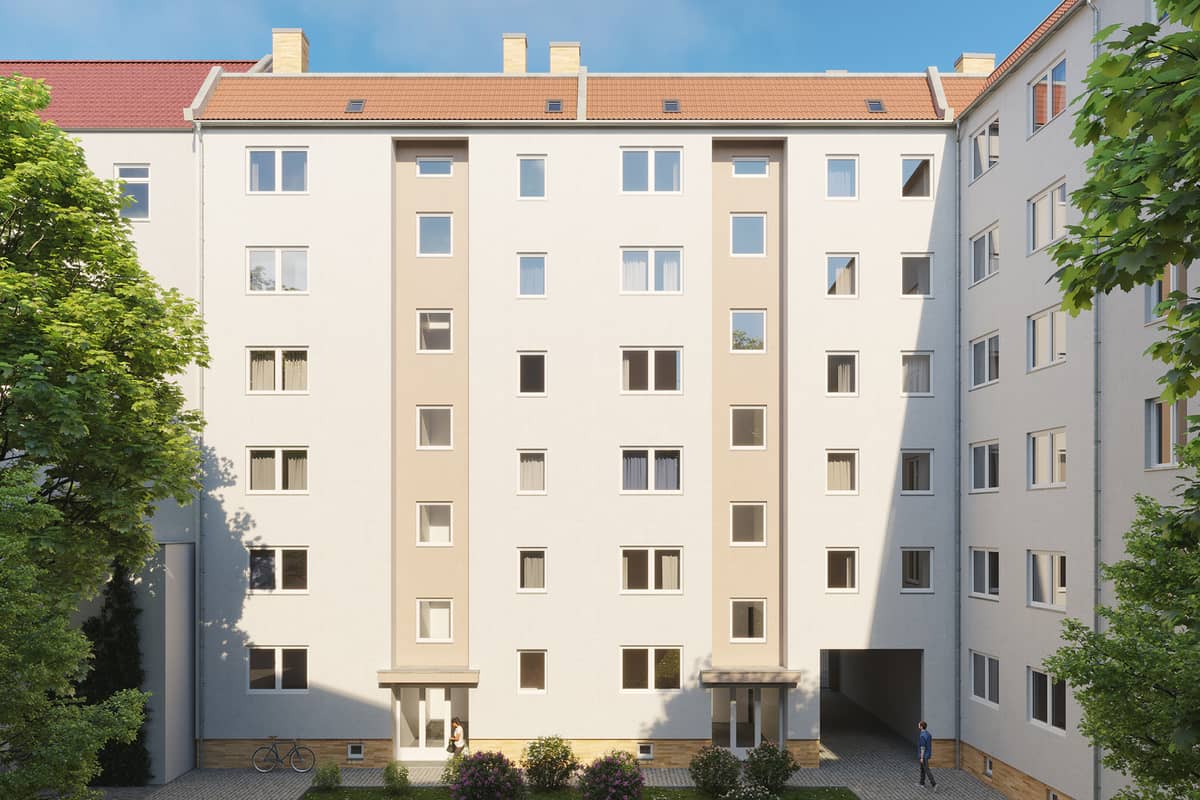 Rendering Hausansicht Hof